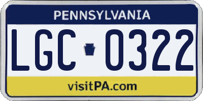 PA license plate LGC0322