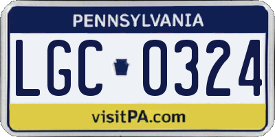 PA license plate LGC0324