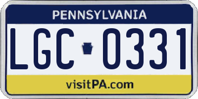 PA license plate LGC0331