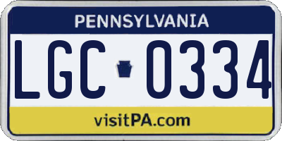 PA license plate LGC0334