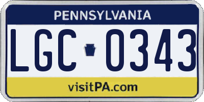 PA license plate LGC0343
