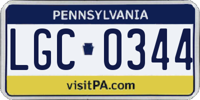 PA license plate LGC0344