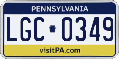 PA license plate LGC0349