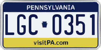 PA license plate LGC0351