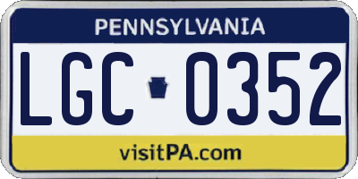 PA license plate LGC0352