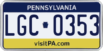 PA license plate LGC0353
