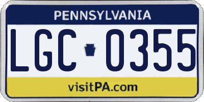 PA license plate LGC0355