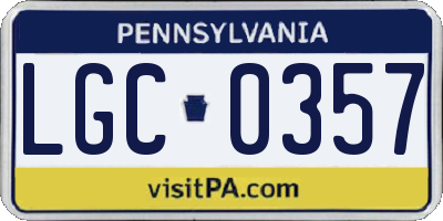 PA license plate LGC0357