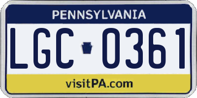 PA license plate LGC0361