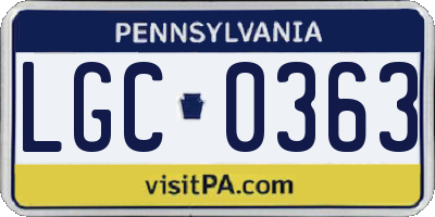 PA license plate LGC0363