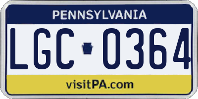 PA license plate LGC0364