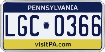 PA license plate LGC0366