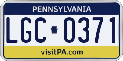 PA license plate LGC0371