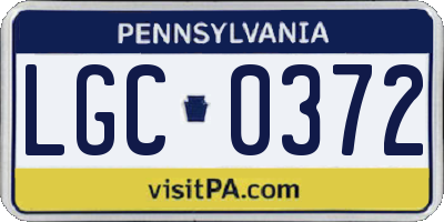 PA license plate LGC0372