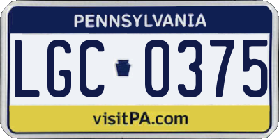PA license plate LGC0375