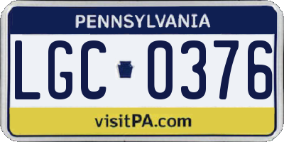 PA license plate LGC0376