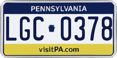 PA license plate LGC0378