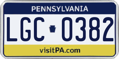 PA license plate LGC0382