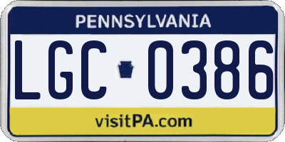 PA license plate LGC0386