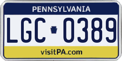 PA license plate LGC0389