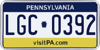 PA license plate LGC0392
