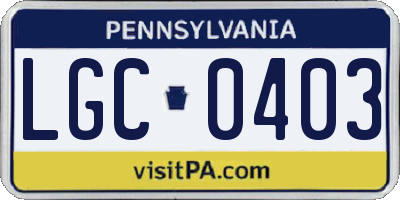 PA license plate LGC0403