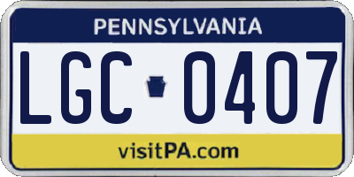 PA license plate LGC0407