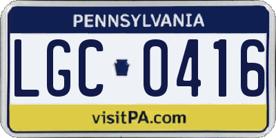 PA license plate LGC0416