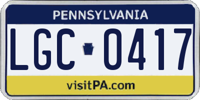 PA license plate LGC0417