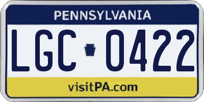 PA license plate LGC0422