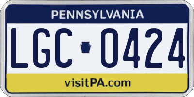 PA license plate LGC0424