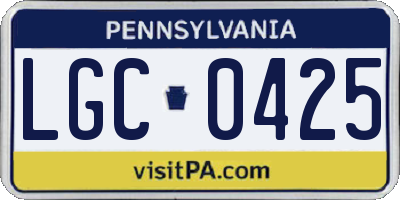 PA license plate LGC0425