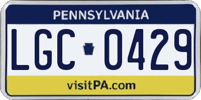 PA license plate LGC0429