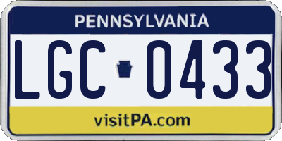 PA license plate LGC0433