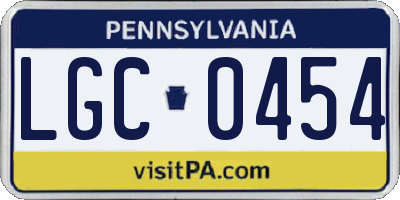PA license plate LGC0454