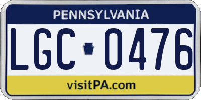 PA license plate LGC0476