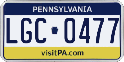 PA license plate LGC0477