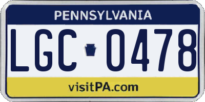 PA license plate LGC0478