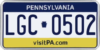 PA license plate LGC0502
