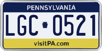 PA license plate LGC0521