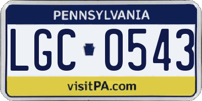 PA license plate LGC0543
