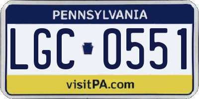 PA license plate LGC0551