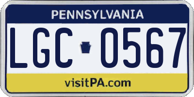 PA license plate LGC0567
