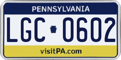 PA license plate LGC0602