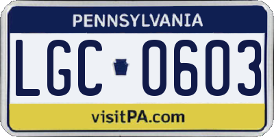 PA license plate LGC0603