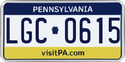 PA license plate LGC0615