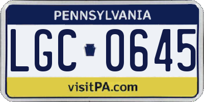 PA license plate LGC0645