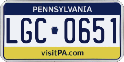 PA license plate LGC0651