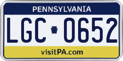 PA license plate LGC0652