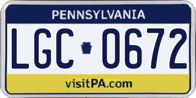 PA license plate LGC0672